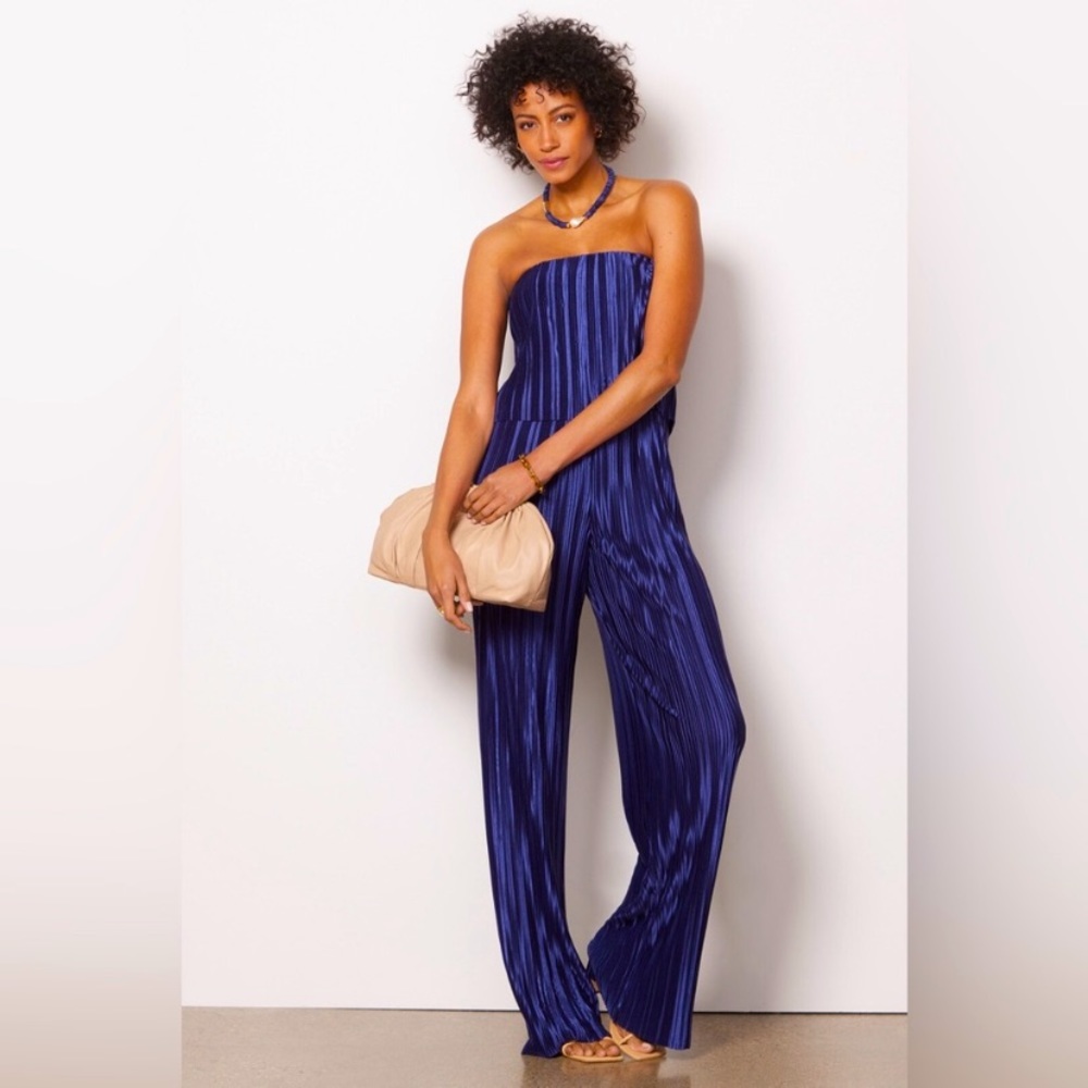 Amanda Uprichard Collina Jumpsuit in Navy size Large Needs Zipper Repaired